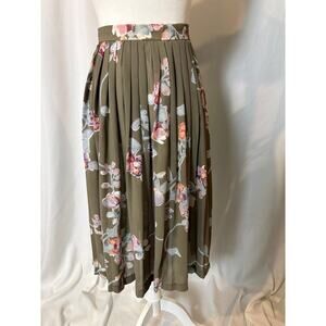 Vintage 70s/80s Floral Midi Pleated Skirt Patty Woodard Size Small
